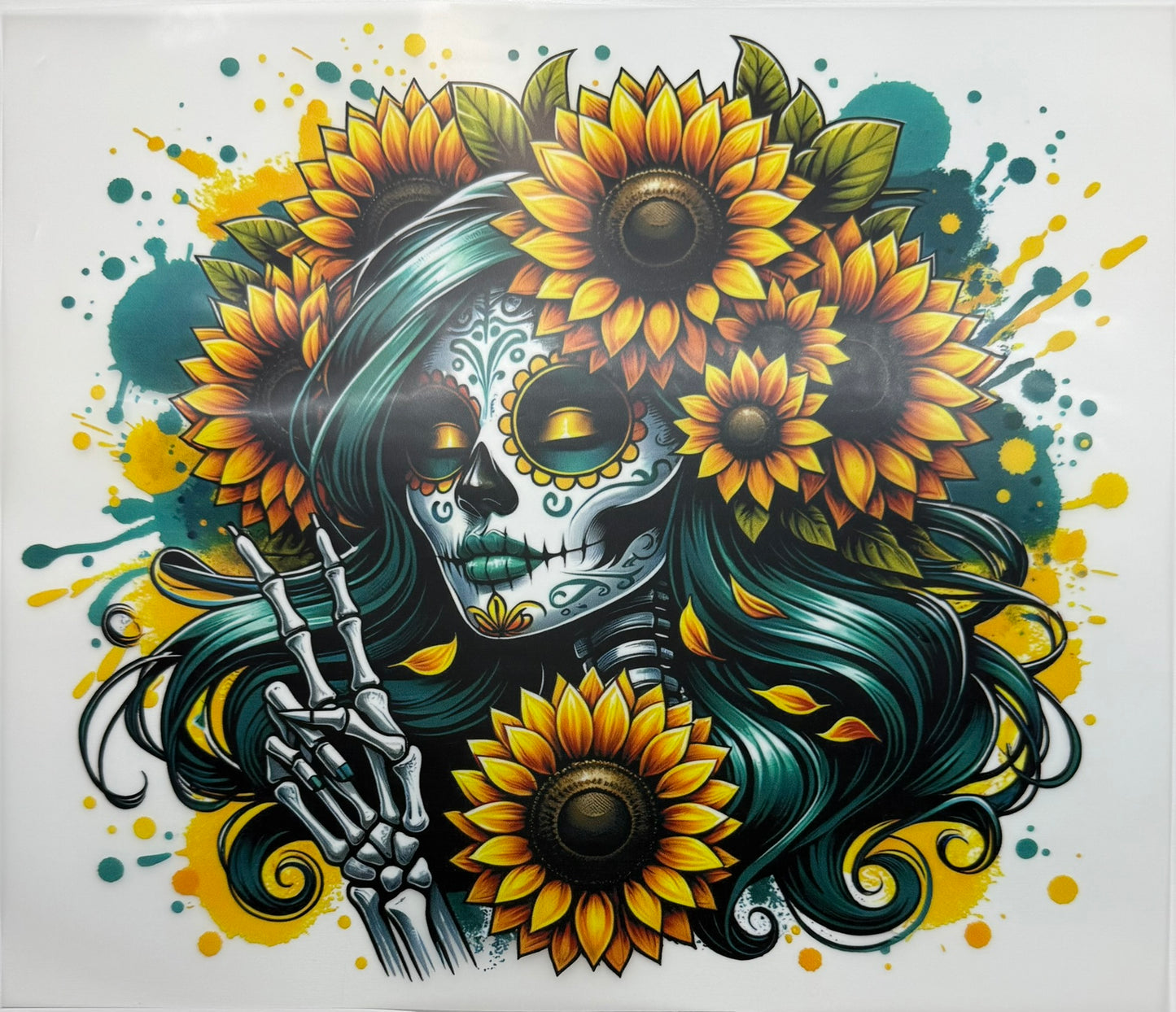 Skeleton with Sunflowers Decal