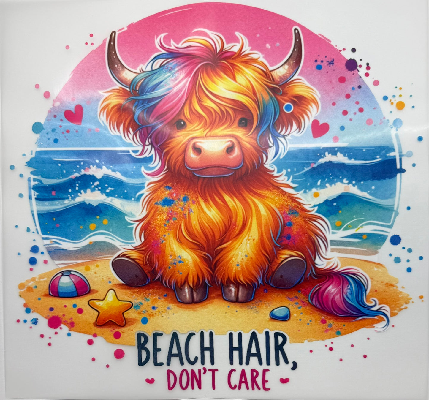 Beach Hair Cow Decal